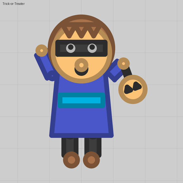Trick-or-Treater: a team hull under a face cover, team showing in the bag